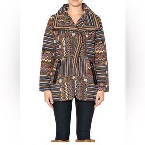 Clotheshead Tapestry Jacket Faux Leather Trim Small